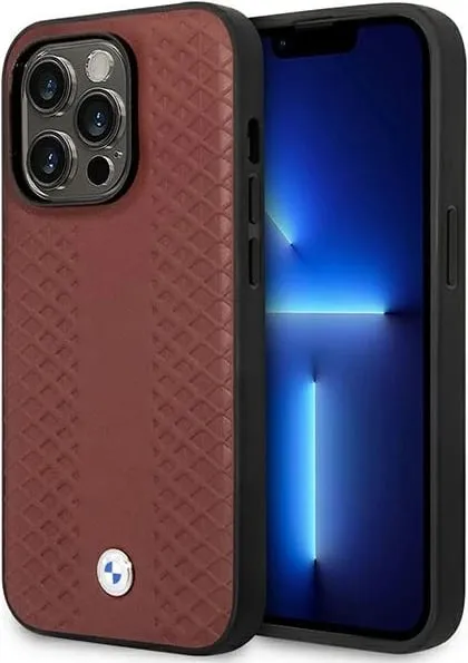 Mbështjellës BMW Leather Diamond Pattern MagSafe për iPhone 14 Pro Max 6.7", i kuq - 1