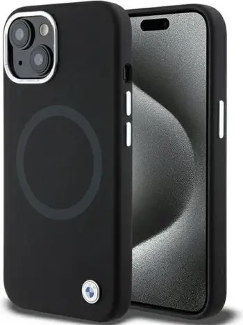 Mbështjellës BMW Signature Liquid Silicone MagSafe për iPhone 15 Pro, i zi
