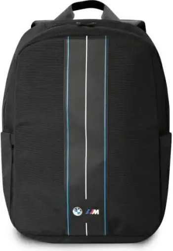 Çantë shpine BMW BMBP15COMPVSKL për laptop 16", najlon, vija blu, e zezë