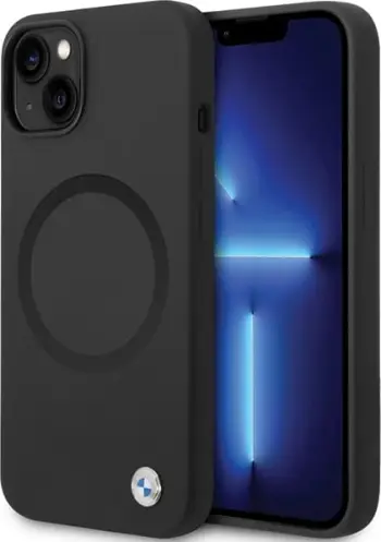 Mbështjellës BMW BMHMP14SSILBK2 për iPhone 14, Liquid Silicone MagSafe, zi