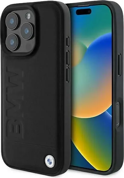 Mbështjellës BMW Leather Hot Stamp për iPhone 16 Pro, e zezë - 1
