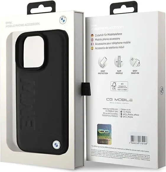 Mbështjellës BMW Leather Hot Stamp për iPhone 16 Pro, e zezë - 2