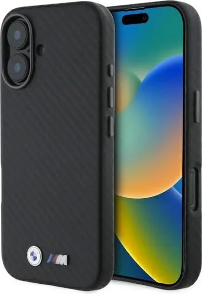 Mbështjellës BMW Carbon Wrapped Metal për iPhone 16, i zi - 1
