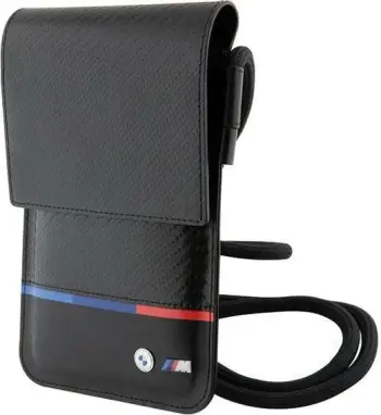 Çantë portofol BMW Carbon Tricolor Line, për celular, e zezë