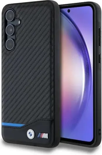 Mbështjellës BMW Leather Carbon për Samsung Galaxy A55, i zi
