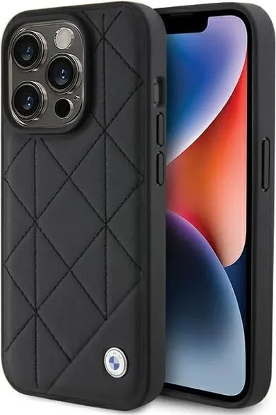 Mbështjellës BMW Leather Quilted për iPhone 15 Pro Max, i zi - 1