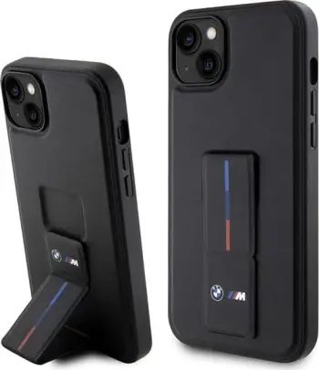 Mbështjellës BMW Grip Stand Hot Stamp për iPhone 14 Pro 6.1", i zi