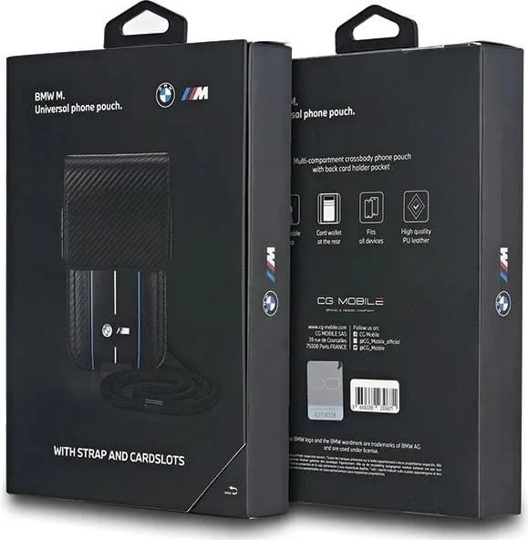 Mbështjellës BMW Carbon & Blue Stripe për telefon, i zi - 4