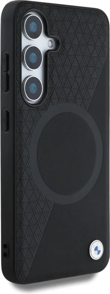 Mbështjellës BMW Leather Half Textured MagSafe për Samsung Galaxy S25, i zi - 4
