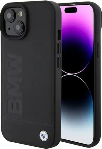 Mbështjellës BMW BMHMP15SSLLBK për iPhone 15 6.1", MagSafe, lëkurë, zi