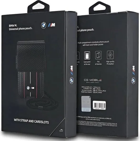 Mbështjellës BMW Carbon & Red Stripe për celular, i zi - 4