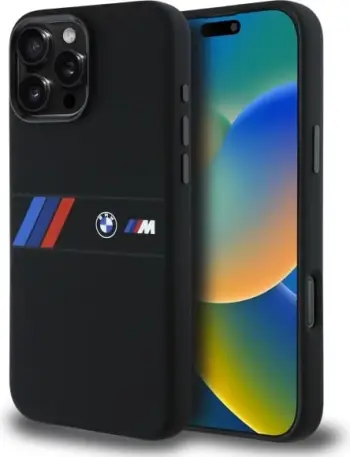 Mbështjellës BMW Silicone Middle Stripe MagSafe për iPhone 16 Pro Max, i zi