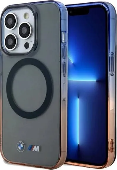 Mbështjellës BMW Gradient Bumper MagSafe për iPhone 15 Pro Max, gri-portokalli-kaltër - 1