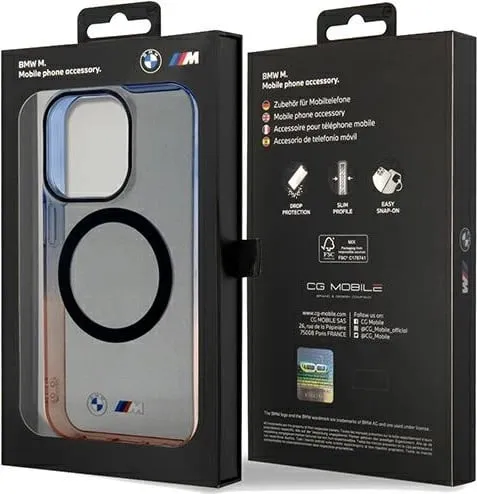 Mbështjellës BMW Gradient Bumper MagSafe për iPhone 15 Pro Max, gri-portokalli-kaltër - 2