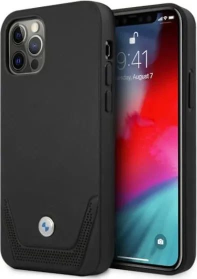 Mbështjellës BMW BMHCP12MRSWPK për iPhone 12/12 Pro, hardcase, lëkurë, e zezë - 1