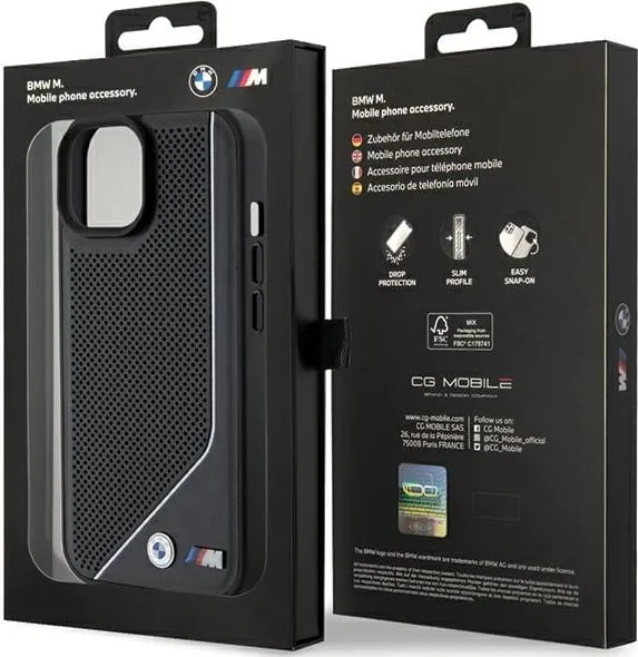 Mbështjellës BMW Perforated Twisted Line MagSafe për iPhone 15/14/13, i zi - 3