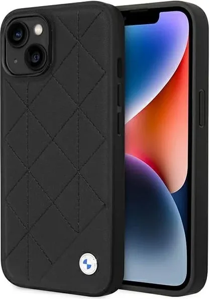 Mbështjellës BMW Leather Quilted për iPhone 14 6.1", i zi - 1