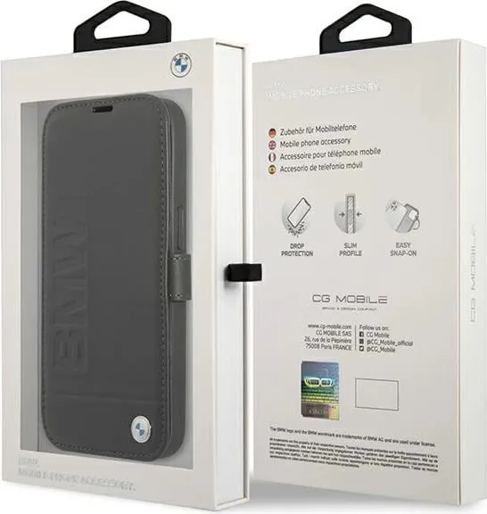 Mbështjellës BMW Signature për iPhone 13 mini, lëkurë, i zi - 4