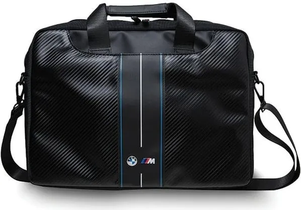 Çantë laptopi BMW Carbon Blue Stripe, 16 inç, e zezë - 1