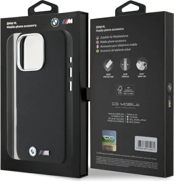 Mbështjellës BMW M Edition për iPhone 16 Pro Max, Kevlar, Metal, i zi - 2
