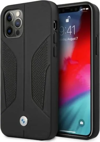 Mbështjellës BMW BMHCP12LRSCSK për iPhone 12 Pro Max, lëkurë, i zi - 1