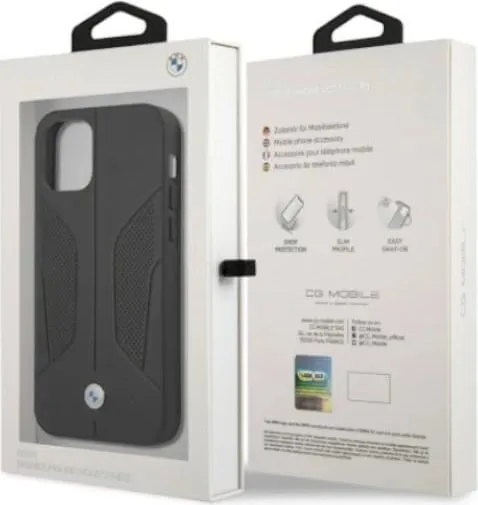Mbështjellës BMW BMHCP12LRSCSK për iPhone 12 Pro Max, lëkurë, i zi - 2