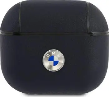 Mbështjellës BMW për AirPods 3, lëkurë natyrale, granat/blu