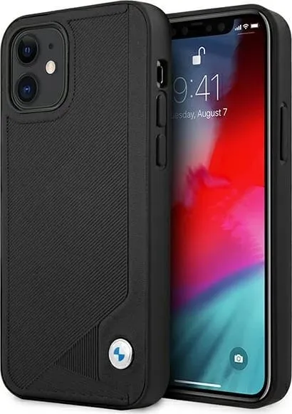 Mbështjellës BMW Deboss për iPhone 12 mini, lëkurë sintetike, i zi - 1