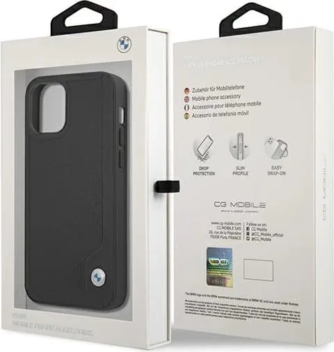 Mbështjellës BMW Deboss për iPhone 12 mini, lëkurë sintetike, i zi - 2