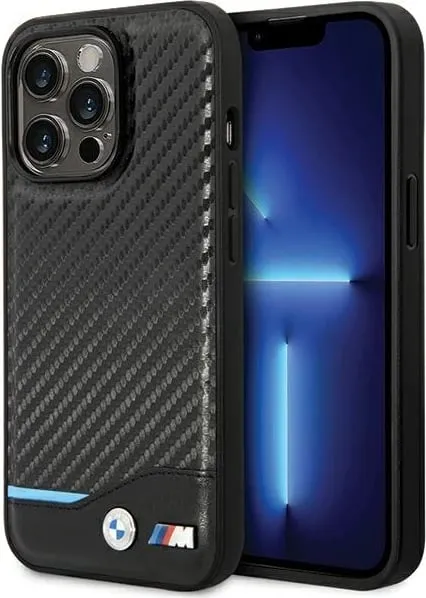 Mbështjellës BMW Leather Carbon për iPhone 13 Pro Max, 6.7", i zi - 1
