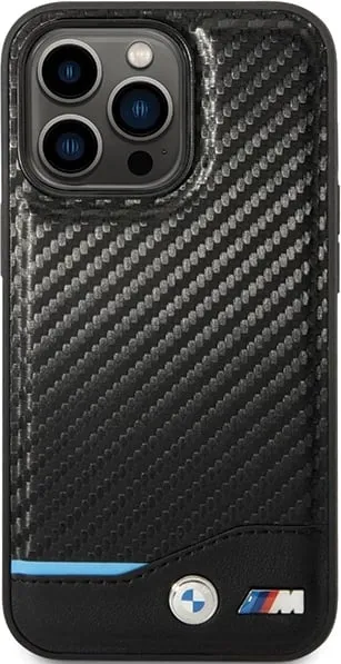 Mbështjellës BMW Leather Carbon për iPhone 13 Pro Max, 6.7", i zi - 2