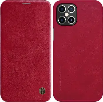 Mbrojtëse për telefon Nillkin Qin Leather për iPhone 12 Pro Max, e kuqe