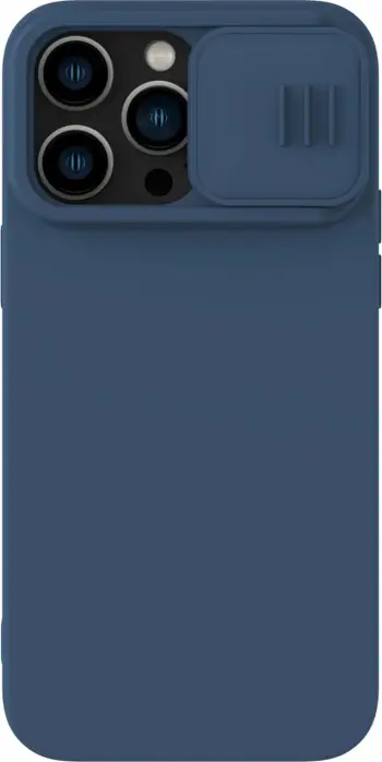Kallëp telefoni Nillkin CamShield Silky Silicone, për iPhone 14 Pro Max, me kapak kamere, blu