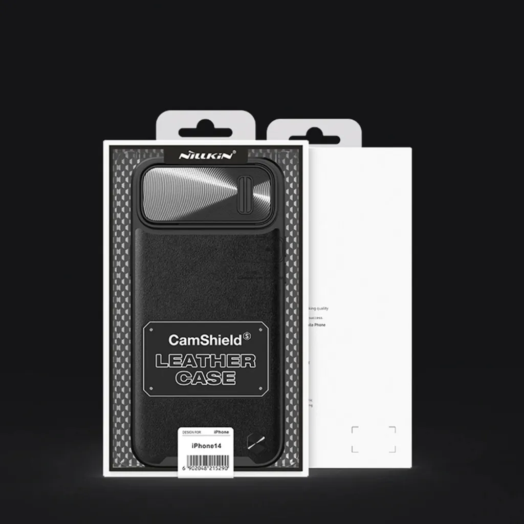 Futrollë Nillkin CamShield Leather S për Apple iPhone 14 Plus, me kapak për kamerë, e gjelbër - 5
