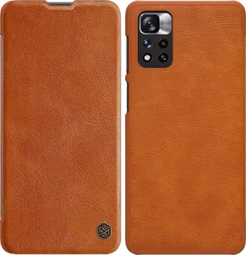 Mbështjellës Nillkin Qin Case për Xiaomi Redmi Note 11 Pro+, Redmi Note 11 Pro, Mi 11i HyperCharge, kafe