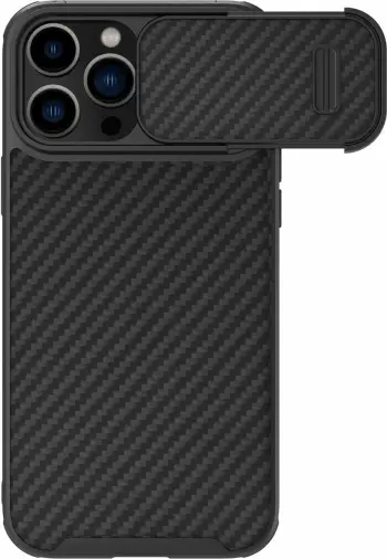 Mbështjellës Nillkin Synthetic Fiber S Case për iPhone 14 Pro Max me kapak kamere, e zezë