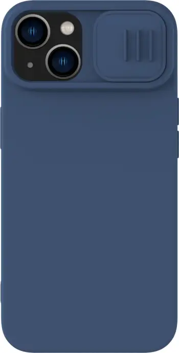 Mbështjellës Nillkin CamShield Silky Silicone për iPhone 14, me kapak kamere, kaltër