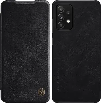 Mbështjellës Nillkin Qin për Samsung Galaxy A72 4G, lëkurë, i zi