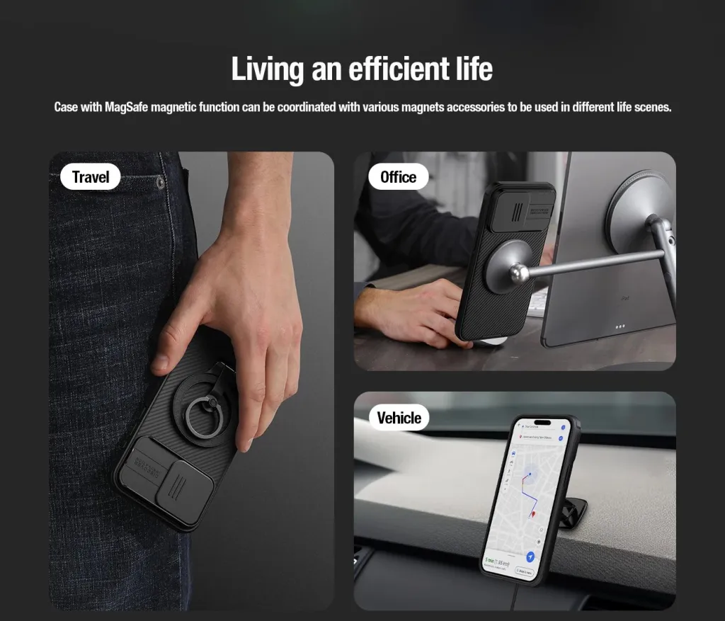 Mbështjellës Nillkin CamShield Pro Magnetic për iPhone 15 Pro Max, me kapak kamere, i gjelbër - 7
