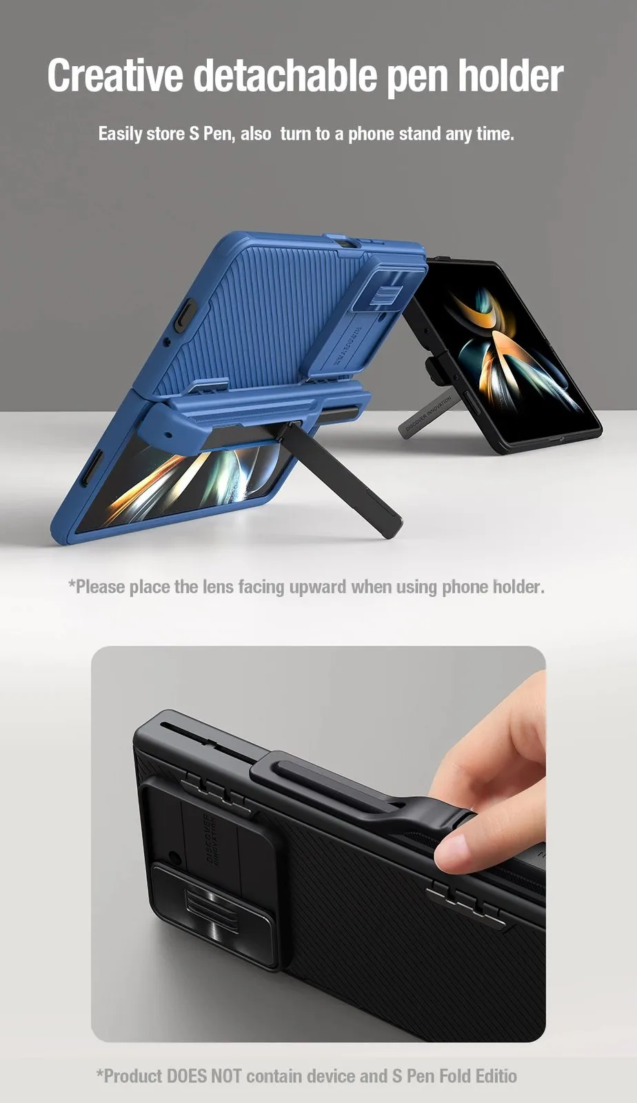 Mbështjellës Nillkin CamShield Fold Case për Samsung Galaxy Z Fold 5, me mbajtëse për stilolaps, e zezë - 11