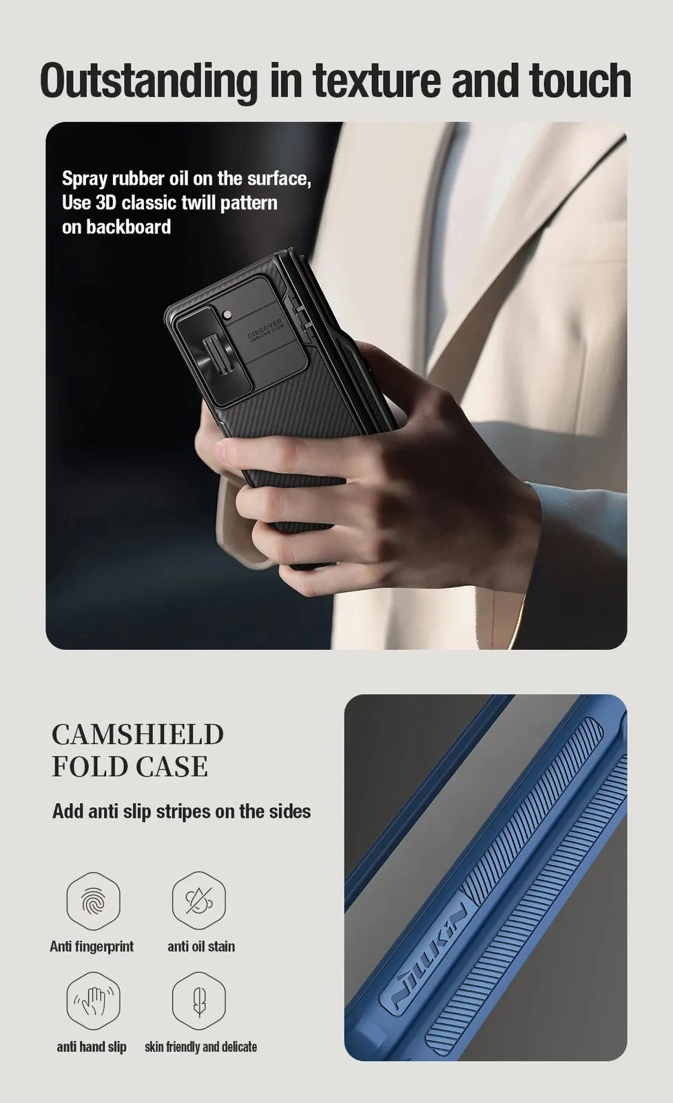 Mbështjellës Nillkin CamShield Fold Case për Samsung Galaxy Z Fold 5, me mbajtëse për stilolaps, e zezë - 14