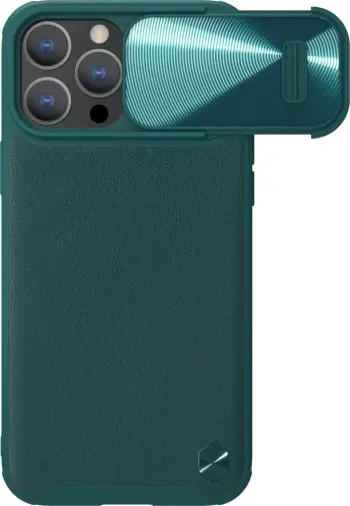 Mbulesë telefoni Nillkin CamShield Leather S Case për iPhone 14 Pro Max, kapak kamere, e gjelbër