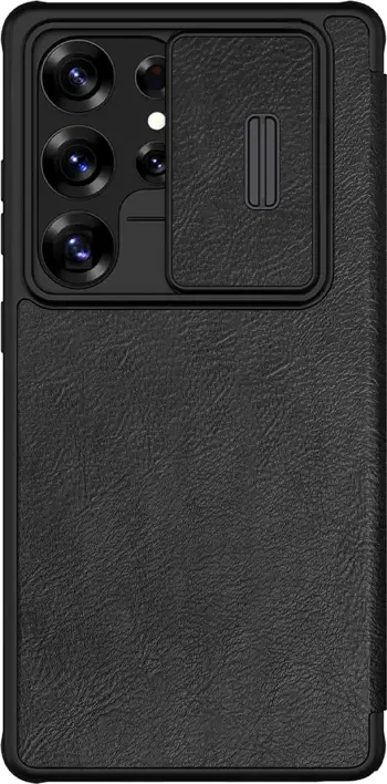 Mbështjellës Nillkin Qin Pro për Samsung Galaxy S25 Ultra me kapak dhe mbrojtje kamere, i zi