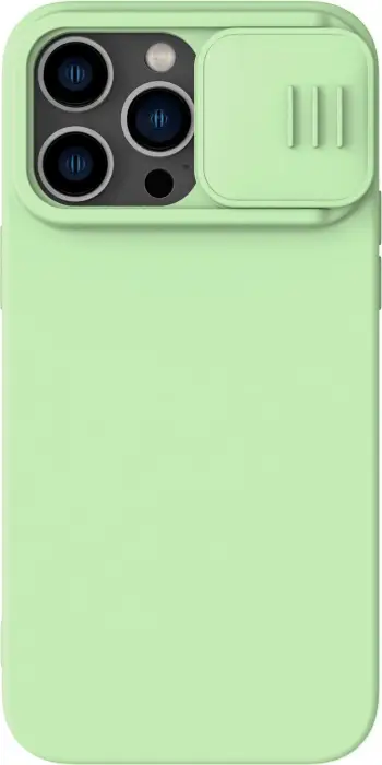 Mbështjellës Nillkin CamShield Silky Silicone për iPhone 14 Pro, me mbulesë kamere, Gjelbër