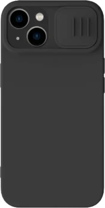 Mbështjellës Nillkin CamShield Silky Silicone për iPhone 15 Plus, i zi