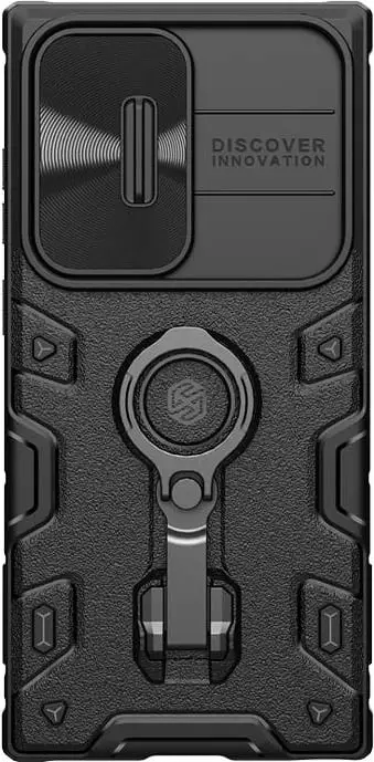 Këllëf Nillkin CamShield Armor Pro për Samsung Galaxy S23 Ultra, me kapak kamere, me stand, i zi