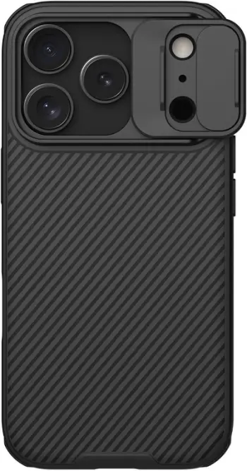 Mbulesë telefoni Nillkin CamShield Pro për iPhone 17 Pro, TPU PC, me kapak kamere, e zezë