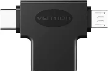 Adapter OTG Vention CDIB0, USB 3.0 në USB-C dhe Micro USB, i zi