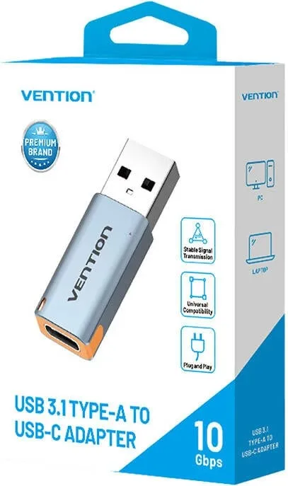 Adapter USB Vention CUAH0, USB-A 3.1 në USB-C, Gri - 3