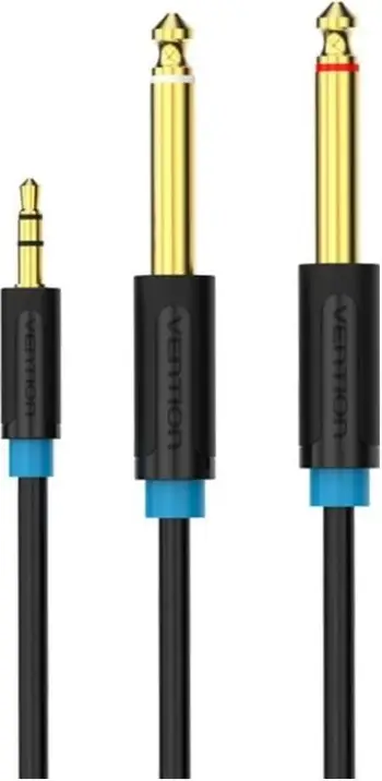 Kabllo audio Vention BAUHH, 2m, miniJack 3.5mm në Jack 6.35mm, e zezë
